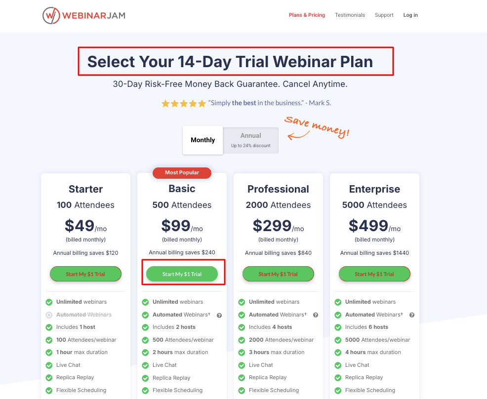 Webinarjam free trial-14 day